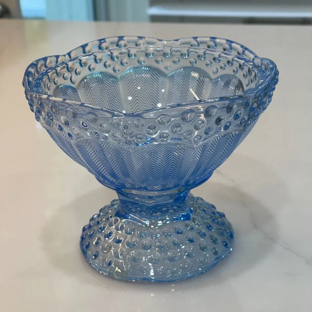 Gorham Crystal Blue Hobnail Egg Shaped Candy Dish - Picture 8 of 16